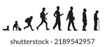 Birth to Death Silhouette Vector Illustration. Life cycle and aging process.