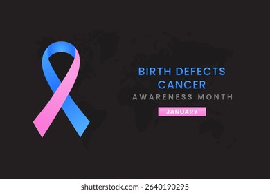 Birth Defect cancer awareness month background design with blue and pink Colored ribbon.