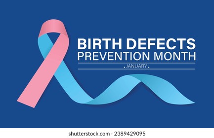 Birth Defects Awareness Month Vector Illustration. Banner, poster, card, background design with ribbon and show shadow design.