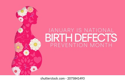 Der Monat der Verhütung von Geburtsfehlern wird jedes Jahr im Januar beobachtet, sind strukturelle Veränderungen bei der Geburt, die fast jeden Teil oder Teile des Körpers betreffen können. Vektorgrafik