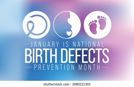 Der Monat der Verhütung von Geburtsfehlern wird jedes Jahr im Januar beobachtet, sind strukturelle Veränderungen bei der Geburt, die fast jeden Teil oder Teile des Körpers betreffen können. Vektorgrafik