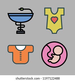 birth icon set. vector set about fetus, baby clothes and pharmacy icons set.