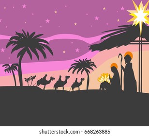 Birth of Jesus in Bethlehem - abstract card 