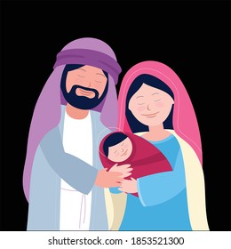 Birth of Jesus vector illustration for Christmas day celebrations