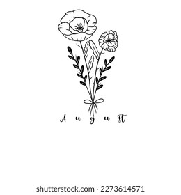 Birth month flower art drawn aesthetic 