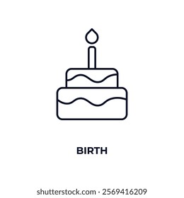 birth outline icon. Linear vector from people concept. Thin line birth icon isolated on white background