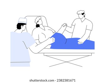 Birth partner abstract concept vector illustration. Pregnant woman giving birth with partner, gynecology healthcare services, labour process, maternity hospital abstract metaphor.