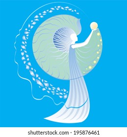 Birth pearls in shell. Vector illustration.