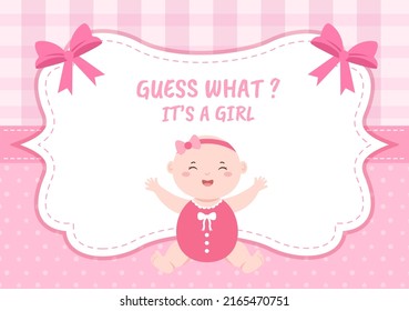 Birth Photo is it a Girl with a Baby Image and Pink Color Background Cartoon Illustration for Greeting Card or Signboard