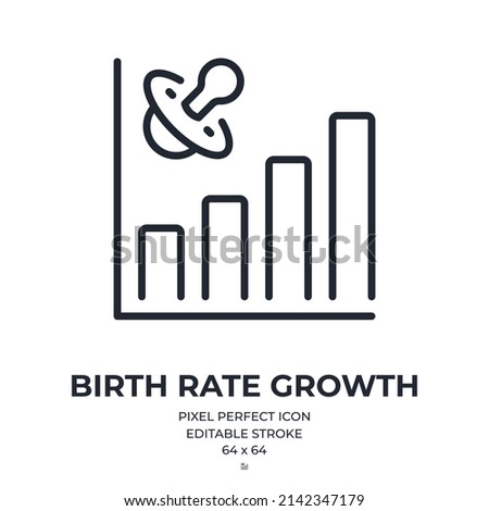Birth rate growth editable stroke outline icon isolated on white background flat vector illustration. Pixel perfect. 64 x 64.