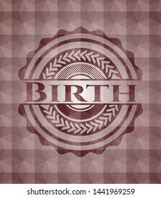 Birth red geometric emblem. Seamless.