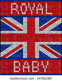 Birth of the Royal Baby concept. A Union Jack flag made from mosaic tiles. EPS10 vector format.