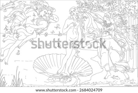 The Birth of Venus, painted in a coloring book