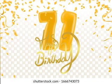 Birthday 71st Celebration Balloons Confetti Glitters Stock Vector ...