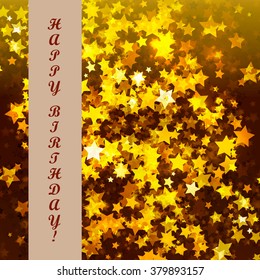 Birthday abstract background card with star, inscription, vector illustration