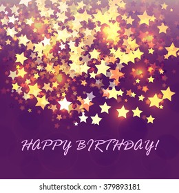 Birthday abstract background card with star, inscription, vector illustration