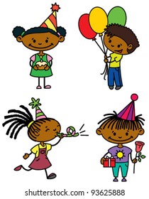 Birthday afroamerican children set (color version)