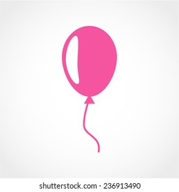 Birthday air balloon with rope or ribbon symbol. Balloon sign Icon Isolated on White Background