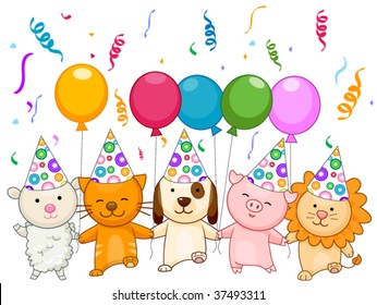 Birthday Animals - Vector