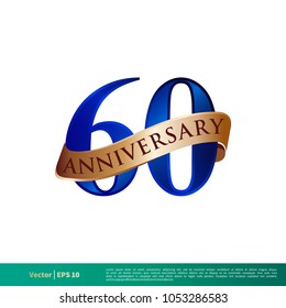 Birthday, Anniversary 60th Celebrate Banner Vector Template Illustration Design. Vector EPS 10.