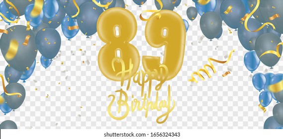 Birthday anniversary 89th and color balloons background with place for text