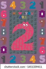 Birthday Anniversary with Cute Numbers & Birthday Party Invitation Card Template