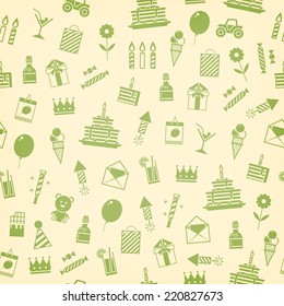  Birthday, anniversary, jubilee party invitation card, postcard design. Seamless backgrounds.