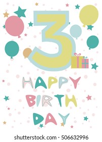 Birthday Anniversary Number. Birthday Party Invitation Card Template. Vector illustration