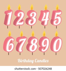 Birthday Anniversary Numbers Candle with vector illustration. great for birthday card and invitation