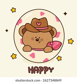 Birthday Anniversary Numbers Zero with Teddy Bear Cowgirl Cute Animals and Birthday Party Invitation Card Template