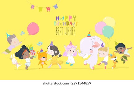 Birthday Anniversary Party with Cute Animals and Kids