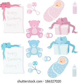 Birthday baby with baby's accessories