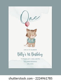 birthday baby boy watercolor invitation card background template