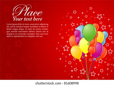 Birthday Background with Balloon and Star, element for design, vector illustration