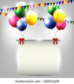 birthday background with balloons place for text