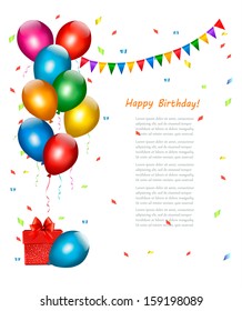 Birthday background with balloons. Vector.