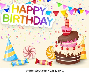 Birthday background with birthday cake