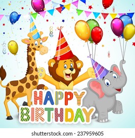 Set Birthday Party Elements Funny Dinosaurs Stock Vector (Royalty Free ...