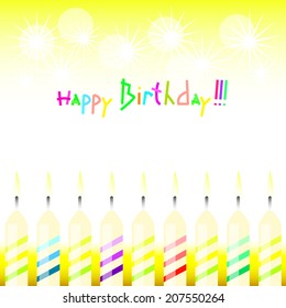 Birthday background with color candles. Happy Birthday.