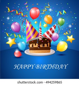 Birthday Background with colorful balloon