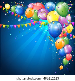 Birthday Background With Colorful Balloon