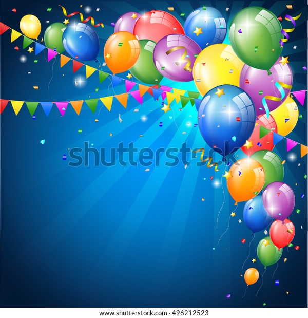 Birthday Background Colorful Balloon Stock Vector (Royalty Free) 496212523