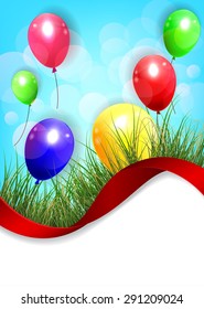 birthday background with colorful balloons 