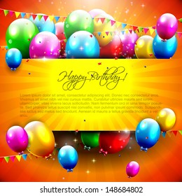 Birthday background with colorful balloons and copyspace 