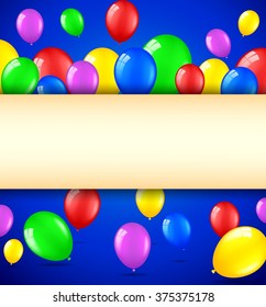 Birthday background with colorful balloons and place for text