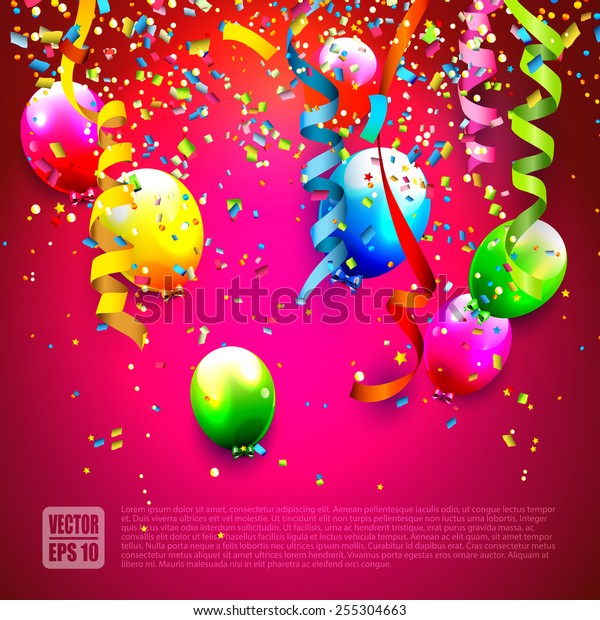 Birthday Background Colorful Confetti Balloons Stock Vector (Royalty ...