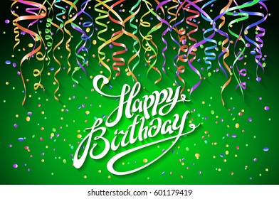 Birthday background with colorful confetti - modern flat style. Happy Birthday Greeting Card On Background vector Illustration art