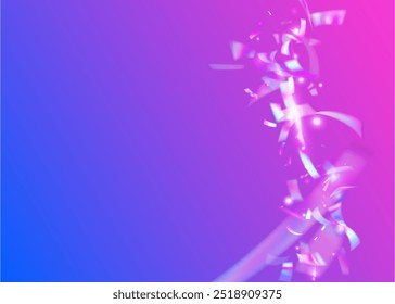 Birthday Background. Digital Poster. Surprise Design. Purple Happy Burst. Foil Holographic Explosion. Light Pattern. Carnival Glitter. Hologram Confetti. Blue Birthday Background