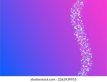 Birthday Background. Falling Effect. Shiny Banner. Blue Laser Sparkles. Cristal Glare. Modern Foil. Metal Christmas Serpentine. Flying Art. Violet Birthday Background