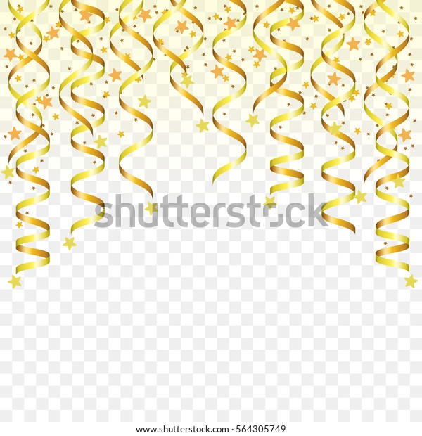 Birthday Background Gold Streamer Confetti Isolated Stock Vector